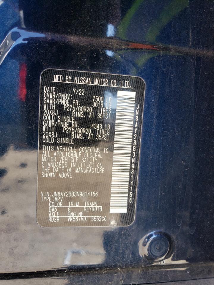 2022 NISSAN ARMADA SL VIN:JN8AY2BB3N9814156