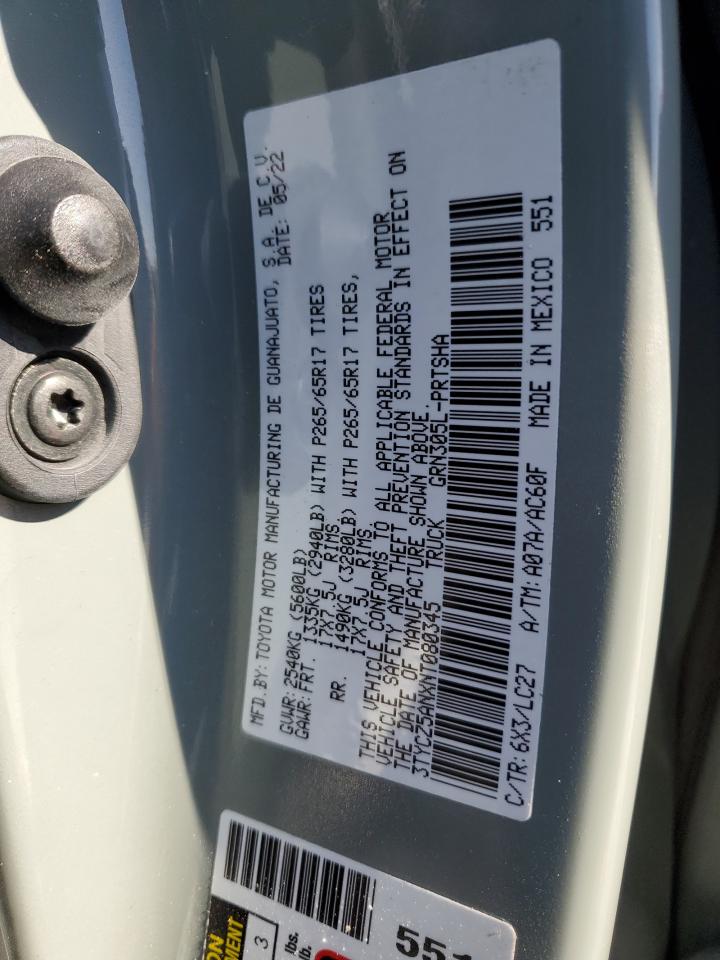 2022 TOYOTA TACOMA DOUBLE CAB VIN:3TYCZ5ANXNT080345