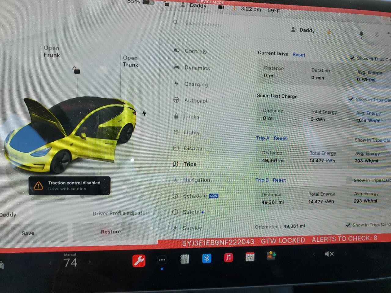 2022 TESLA MODEL 3  VIN:5YJ3E1EB9NF222043