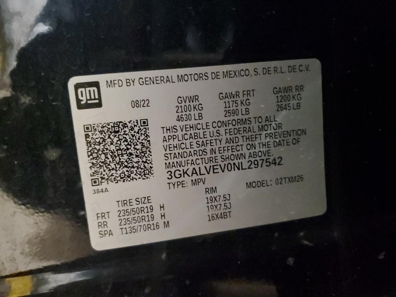 2022 GMC TERRAIN SLT VIN:3GKALVEV0NL297542