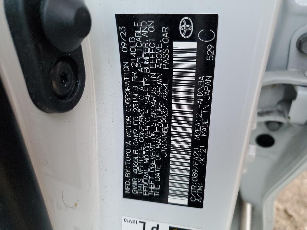 2024 TOYOTA COROLLA SE VIN:JTND4MBE9R3217964