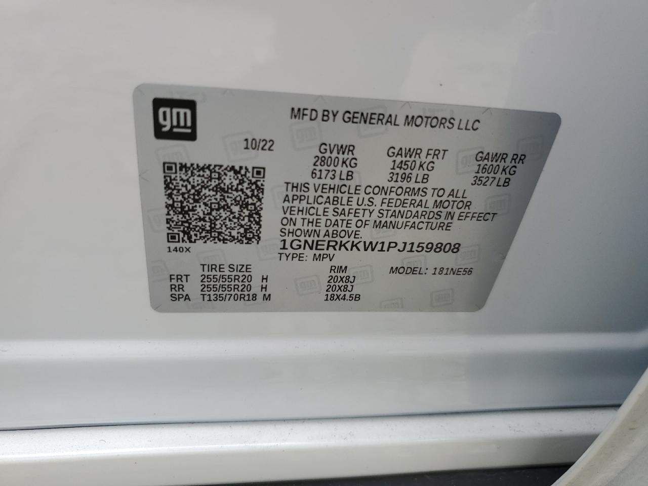 2023 CHEVROLET TRAVERSE PREMIER VIN:1GNERKKW1PJ159808