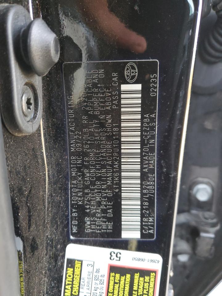 2023 TOYOTA CAMRY XSE VIN:4T1K61AK2PU101181