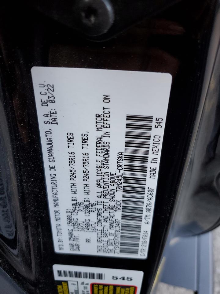 2022 TOYOTA TACOMA ACCESS CAB VIN:3TYSX5EN7NT013407