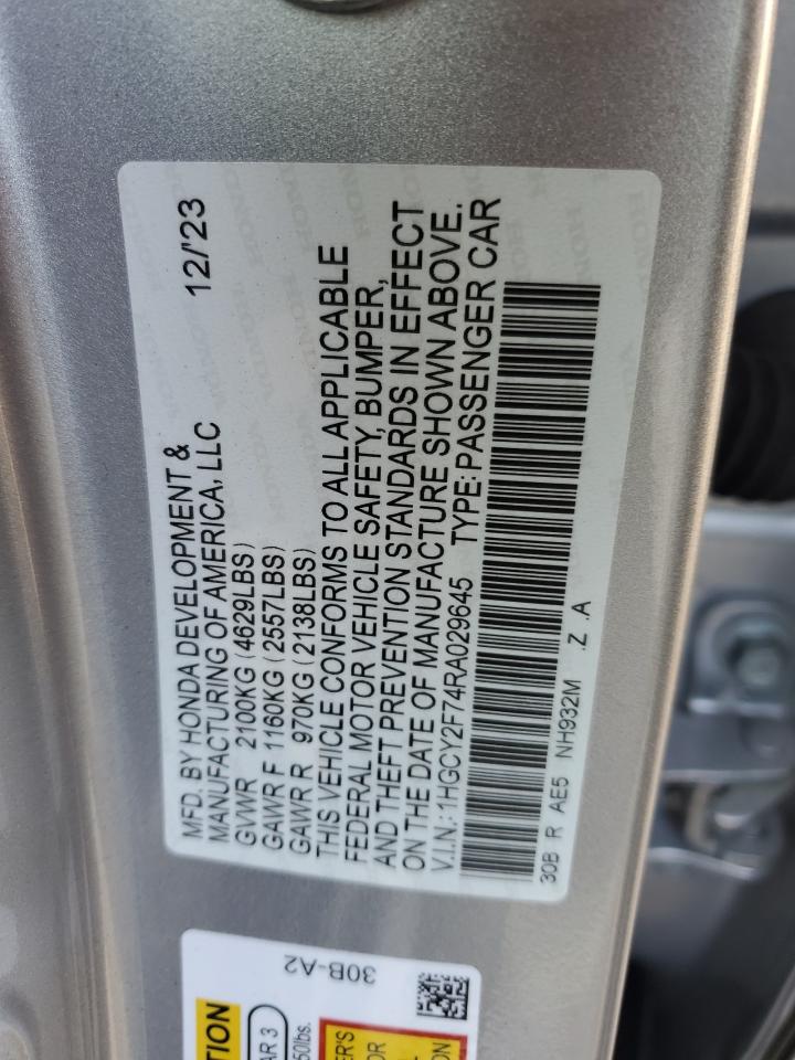 2024 HONDA ACCORD HYBRID SPORT-L VIN:1FMCU0GX6EUC05371