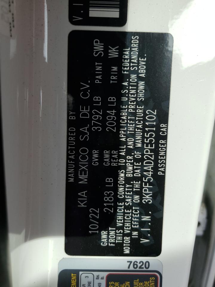 2023 KIA FORTE GT LINE VIN:3KPF54AD2PE551102