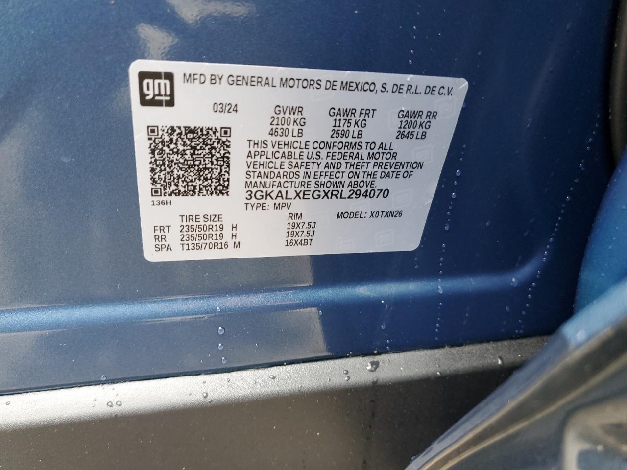2024 GMC TERRAIN DENALI VIN:3GKALXEGXRL294070