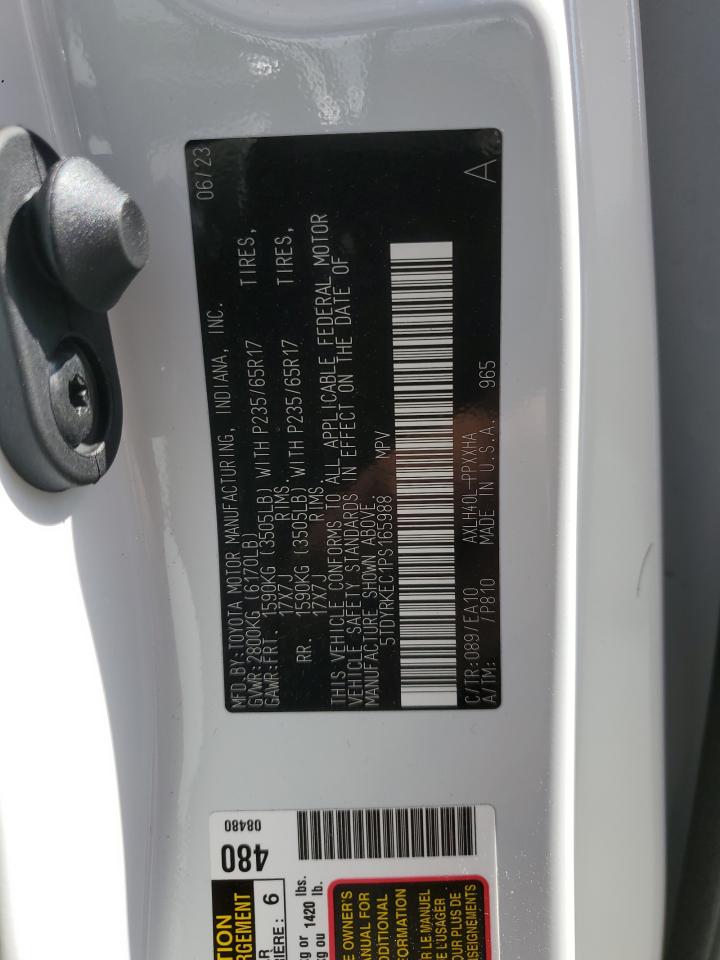 2023 TOYOTA SIENNA XLE VIN:5TDYRKEC1PS165988