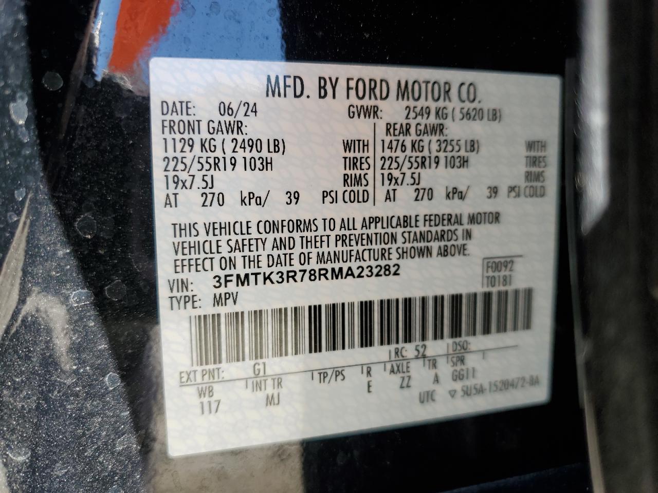 2024 FORD MUSTANG MACH-E PREMIUM VIN:3FMTK3R78RMA23282