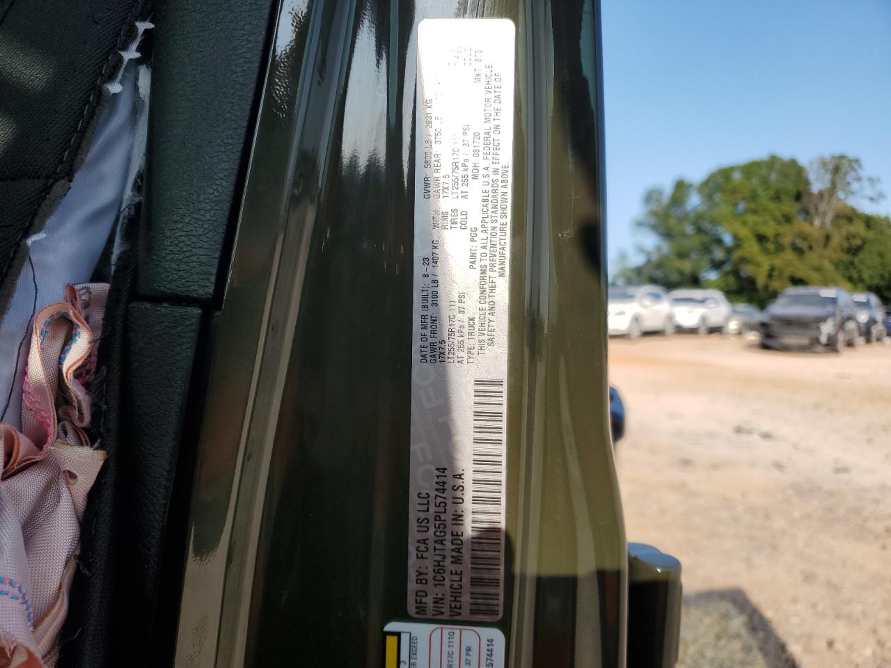 2023 JEEP GLADIATOR SPORT VIN:1C6HJTAG5PL574414