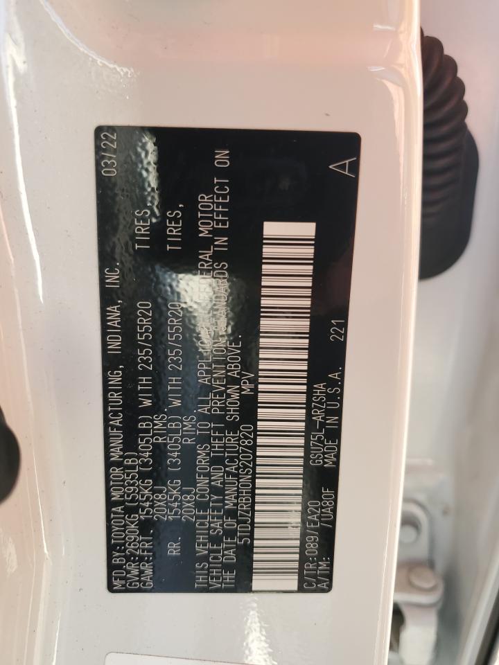 2022 TOYOTA HIGHLANDER XSE VIN:5TDJZRBH0NS207820