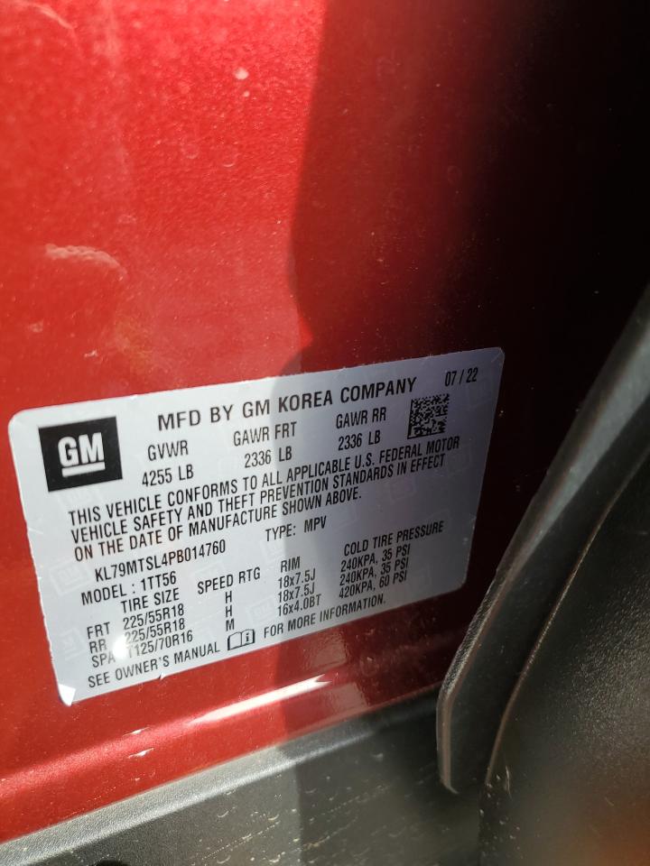 2023 CHEVROLET TRAILBLAZER RS VIN:KL79MTSL4PB014760