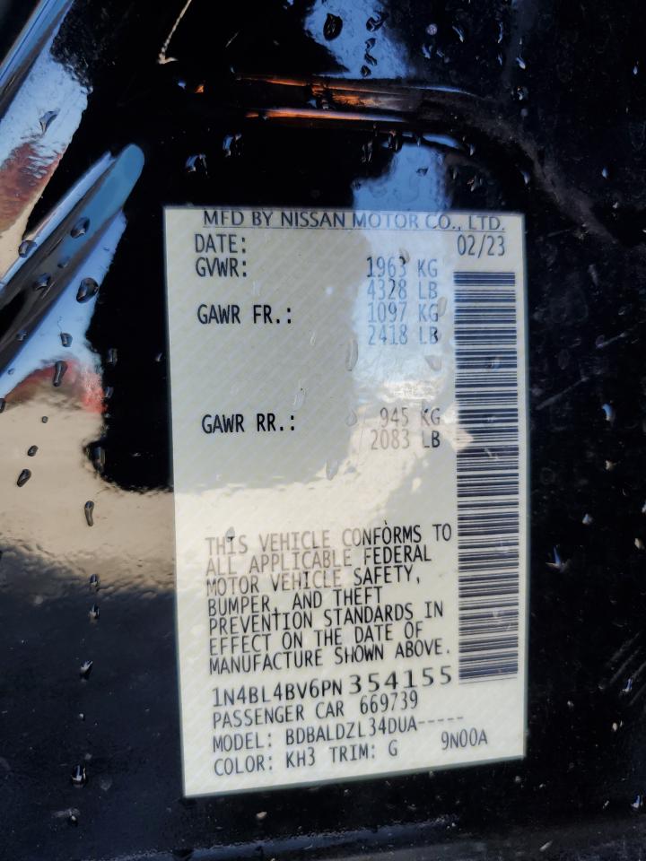 2023 NISSAN ALTIMA S VIN:1N4BL4BV6PN354155