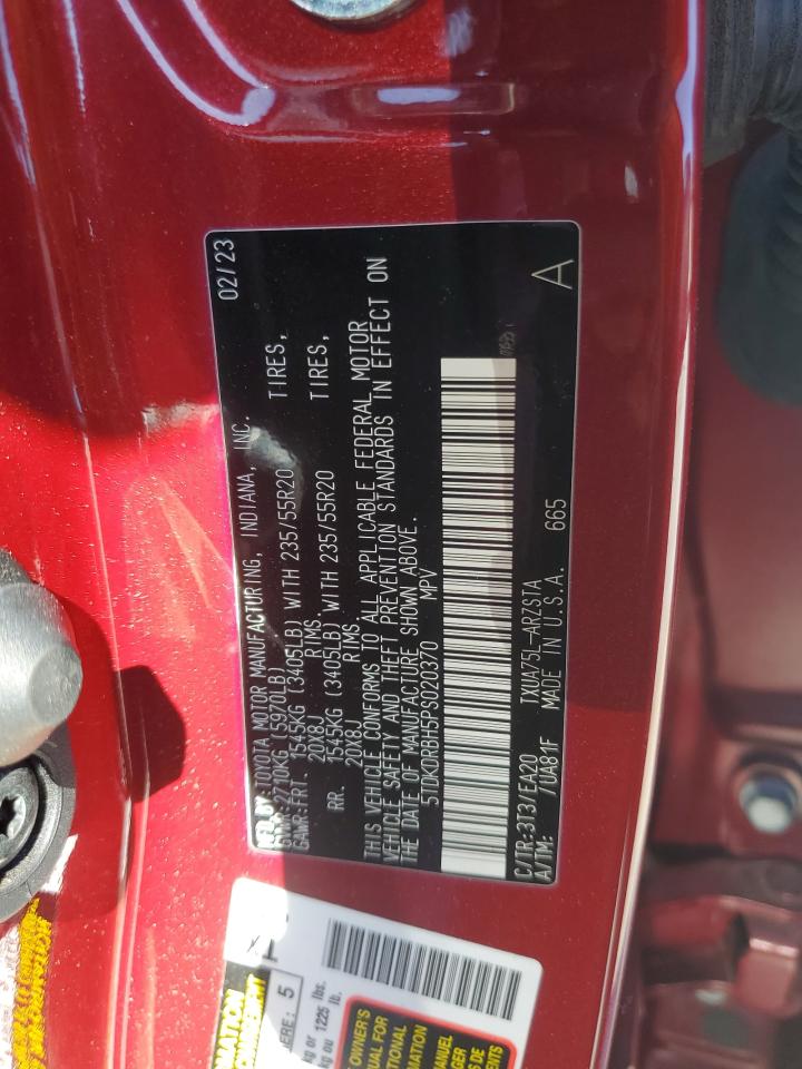 2023 TOYOTA HIGHLANDER L VIN:5TDKDRBH5PS020370