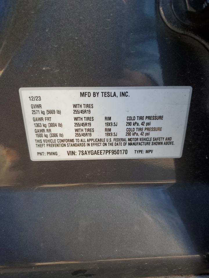 2023 TESLA MODEL Y  VIN:7SAYGAEE7PF950170