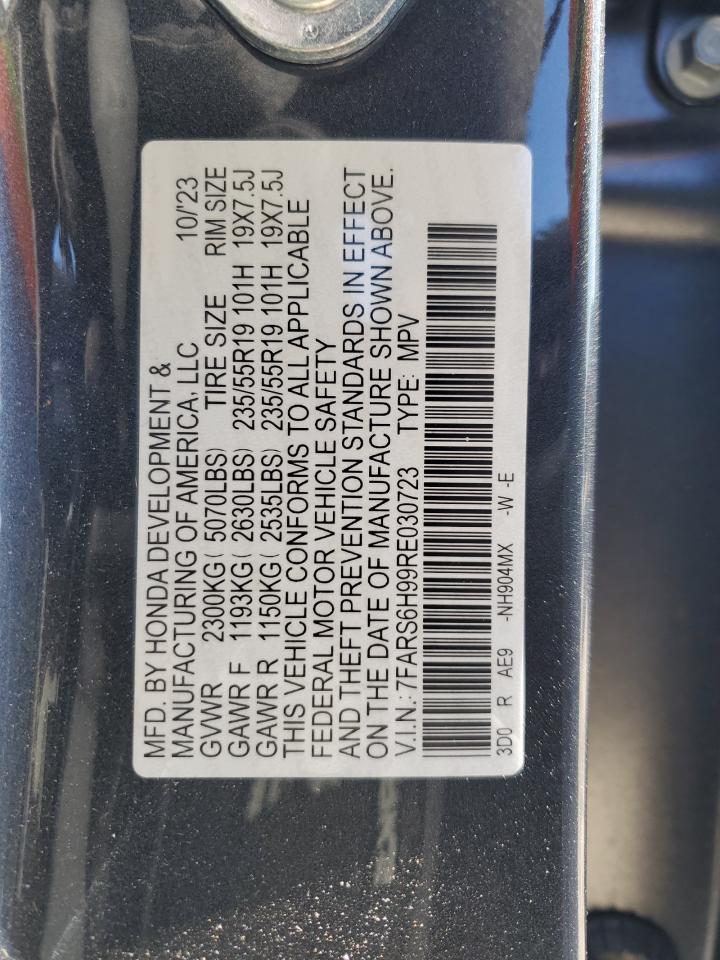 2024 HONDA CR-V SPORT TOURING VIN:7FARS6H99RE030723