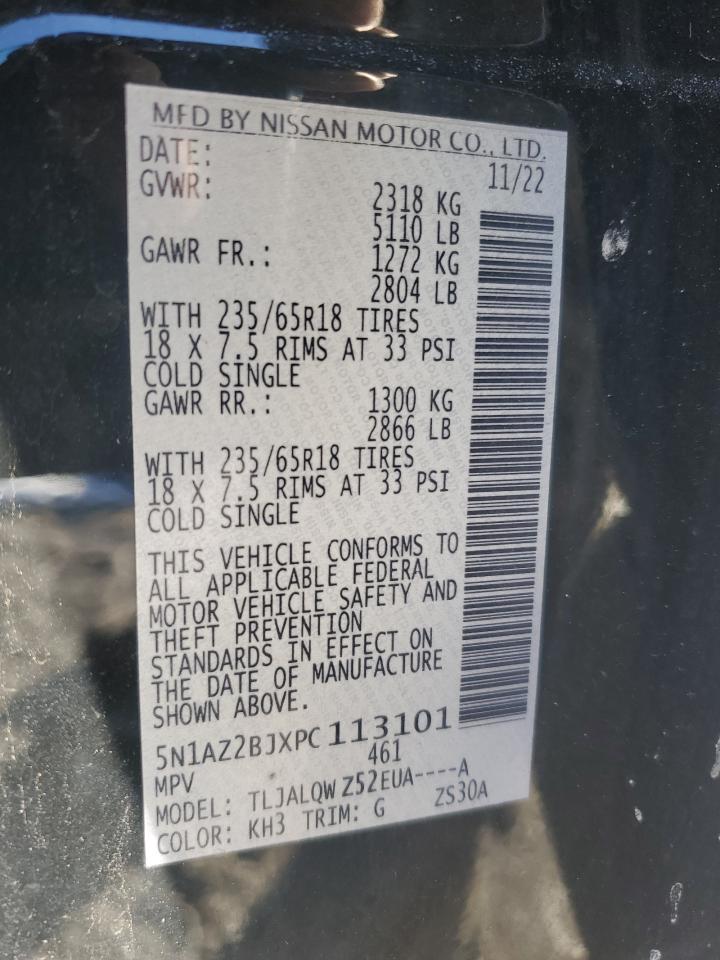 2023 NISSAN MURANO SV VIN:5N1AZ2BJXPC113101