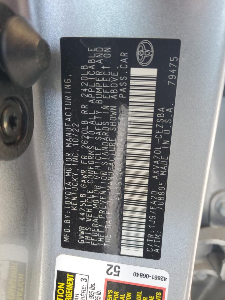 2023 TOYOTA CAMRY SE NIGHT SHADE VIN:4T1G11AK1PU748224