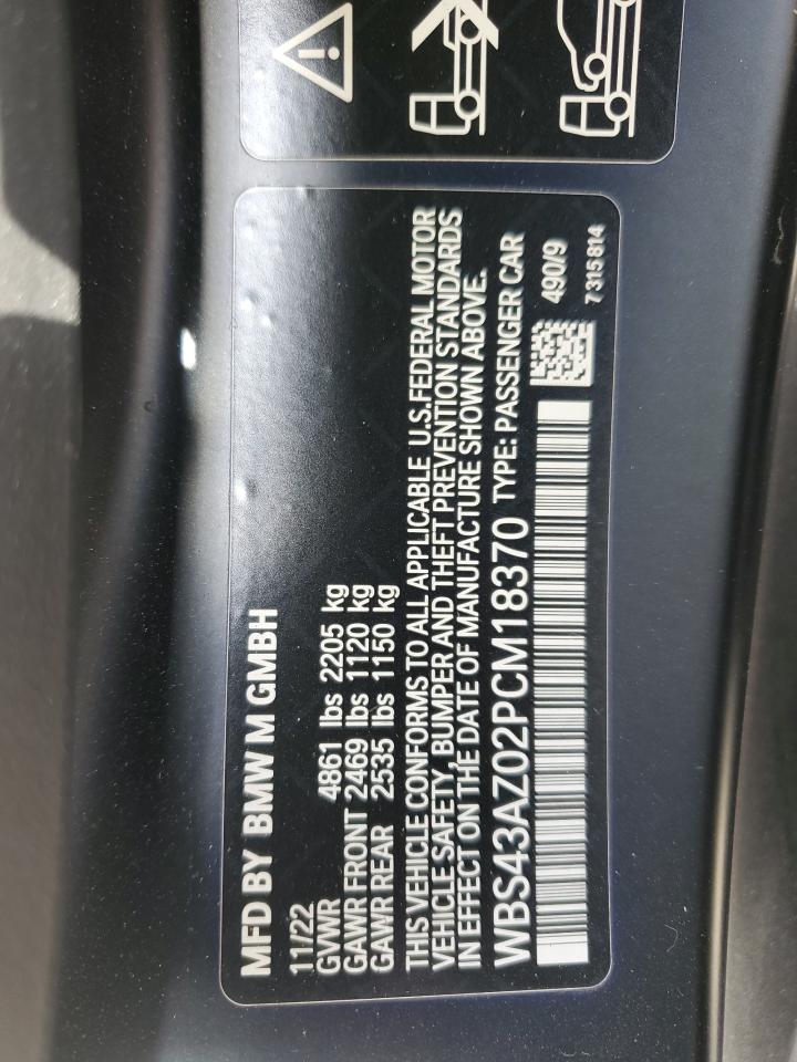 2023 BMW M4 COMPETITION VIN:WBS43AZ02PCM18370