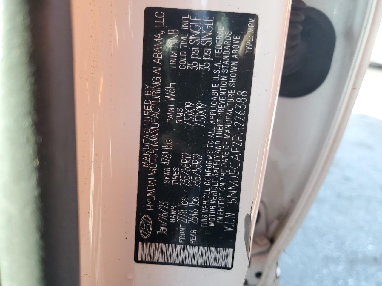 2023 HYUNDAI TUCSON LIMITED VIN:5NMJECAE2PH226388