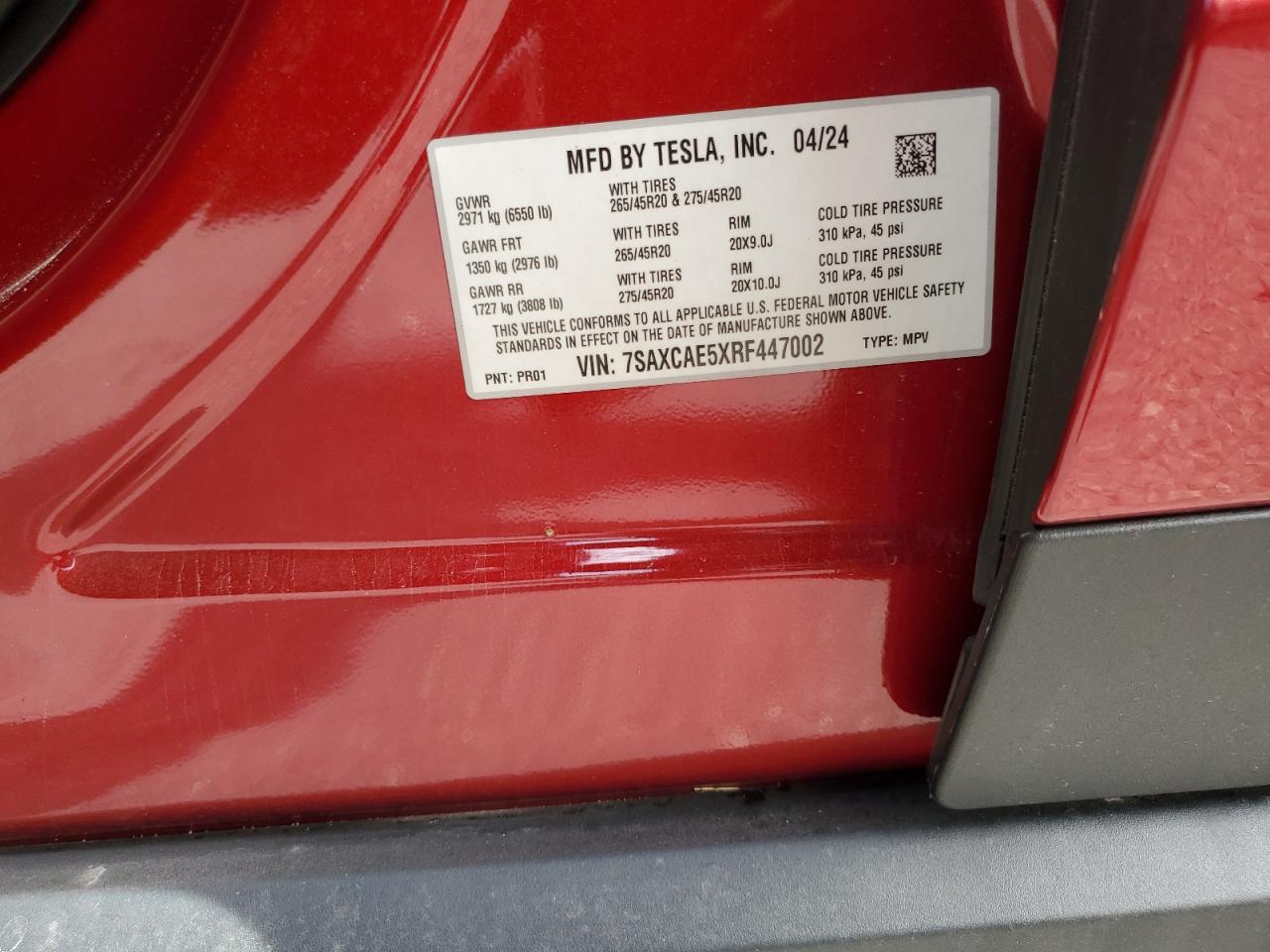 2024 TESLA MODEL X  VIN:7SAXCAE5XRF447002