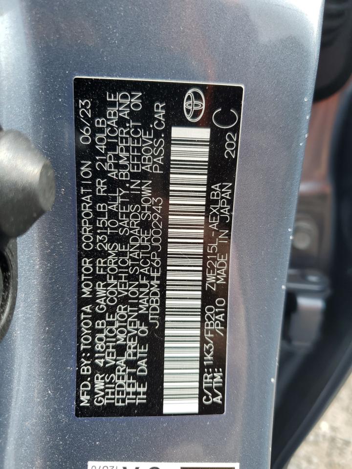 2023 TOYOTA COROLLA LE VIN:JTDBDMHE6PJ002943