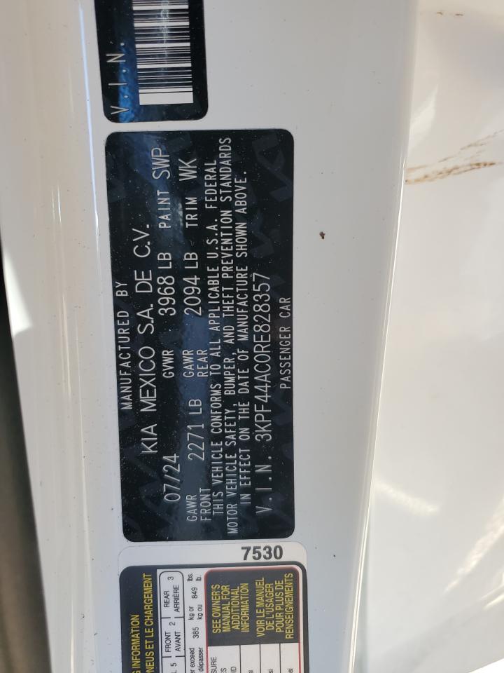 2024 KIA FORTE GT VIN:3KPF44AC0RE828357