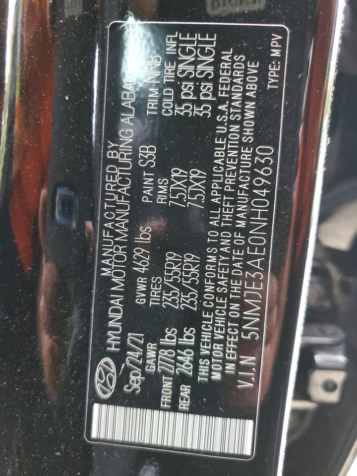 2022 HYUNDAI TUCSON LIMITED VIN:5NMJE3AE0NH049630