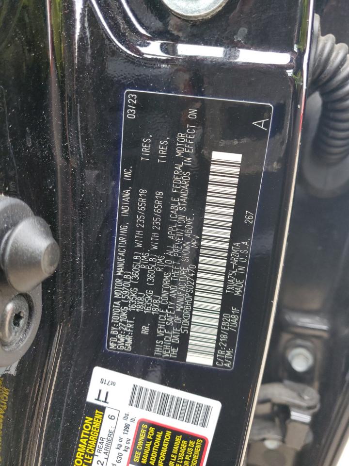 2023 TOYOTA HIGHLANDER L VIN:5TDKDRBH0PS027470