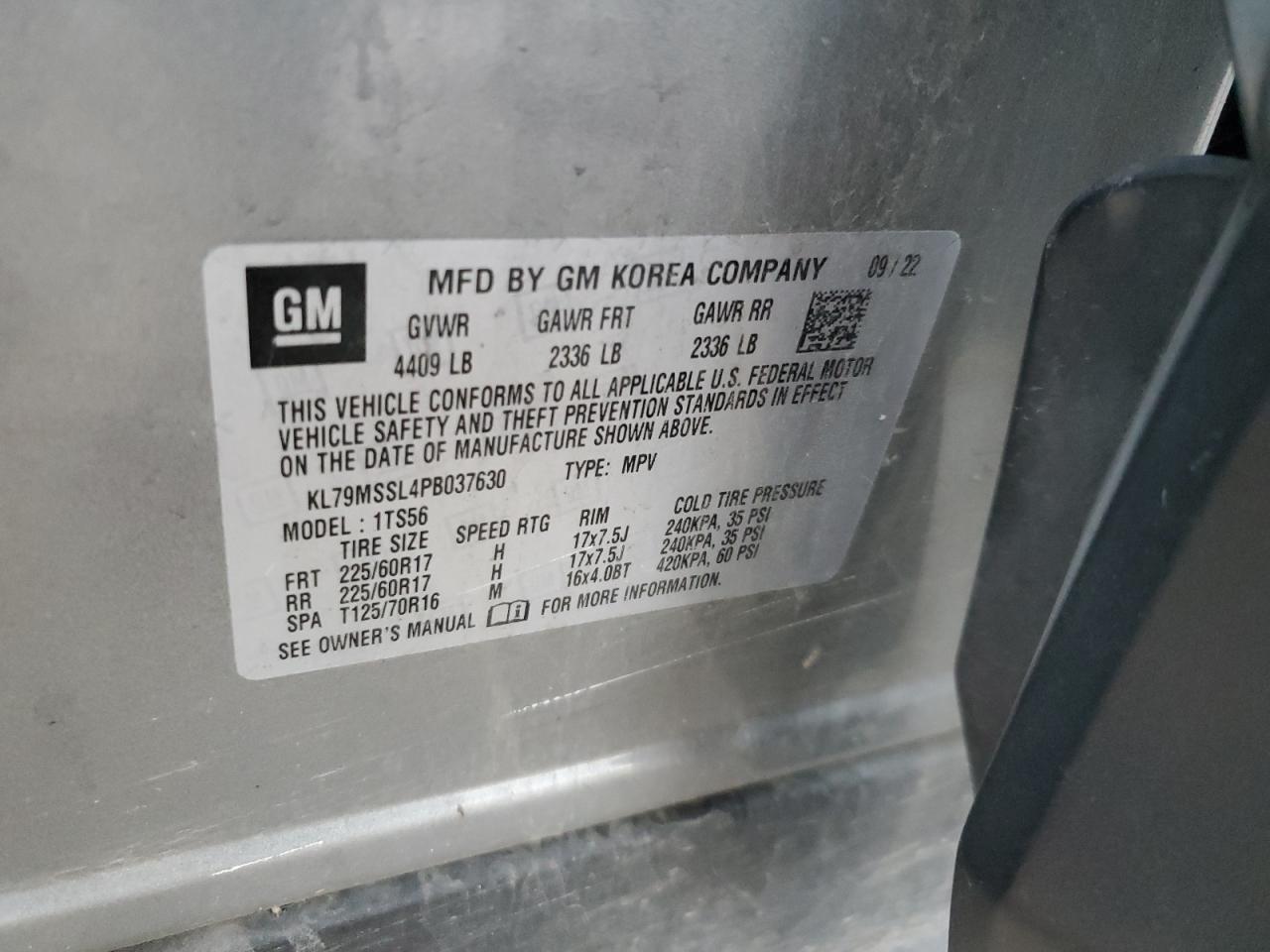 2023 CHEVROLET TRAILBLAZER ACTIV VIN:KL79MSSL4PB037630