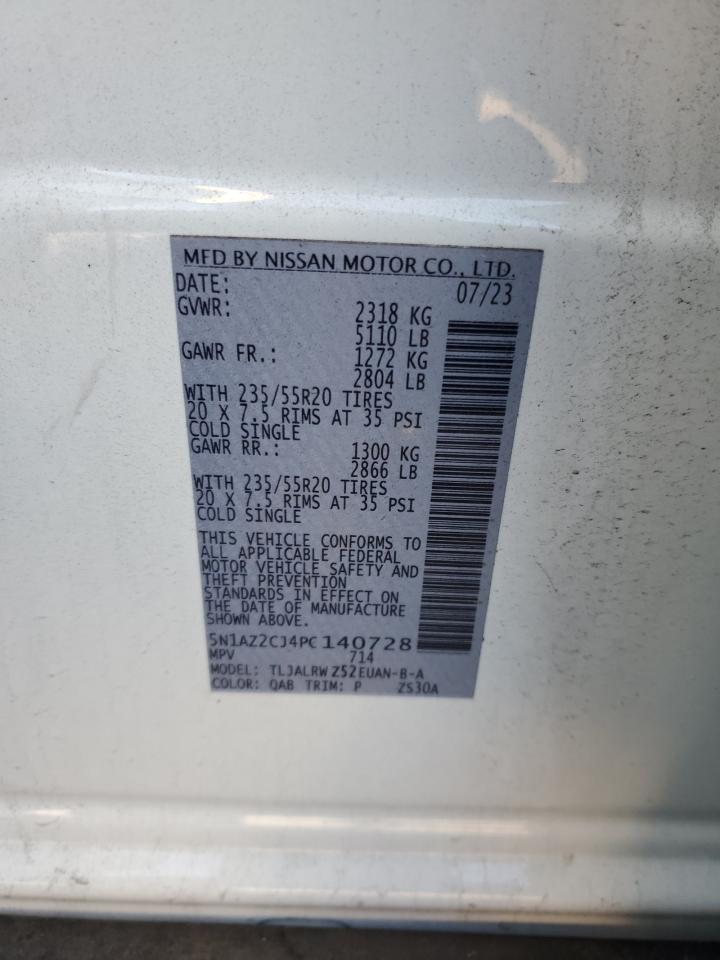 2023 NISSAN MURANO SL VIN:5N1AZ2CJ4PC140728