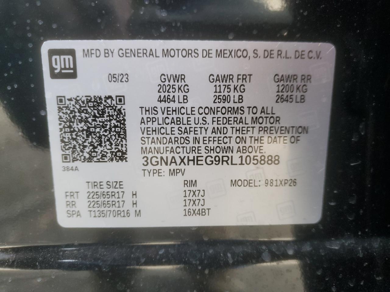 2024 CHEVROLET EQUINOX LS VIN:3GNAXHEG9RL105888