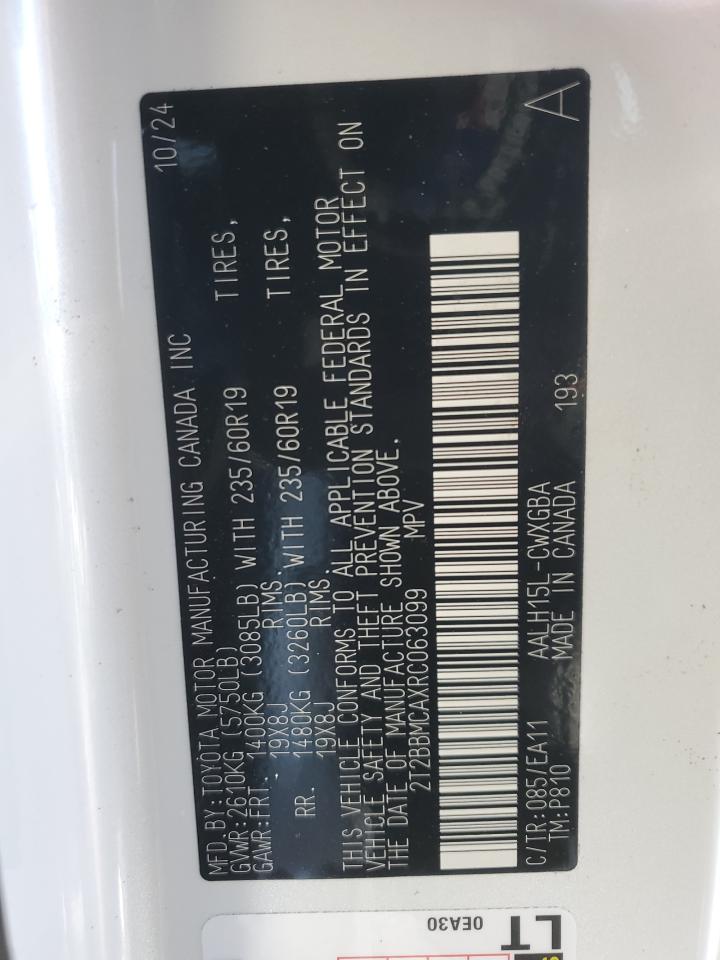 2024 LEXUS RX 350H BASE VIN:2T2BBMCAXRC063099