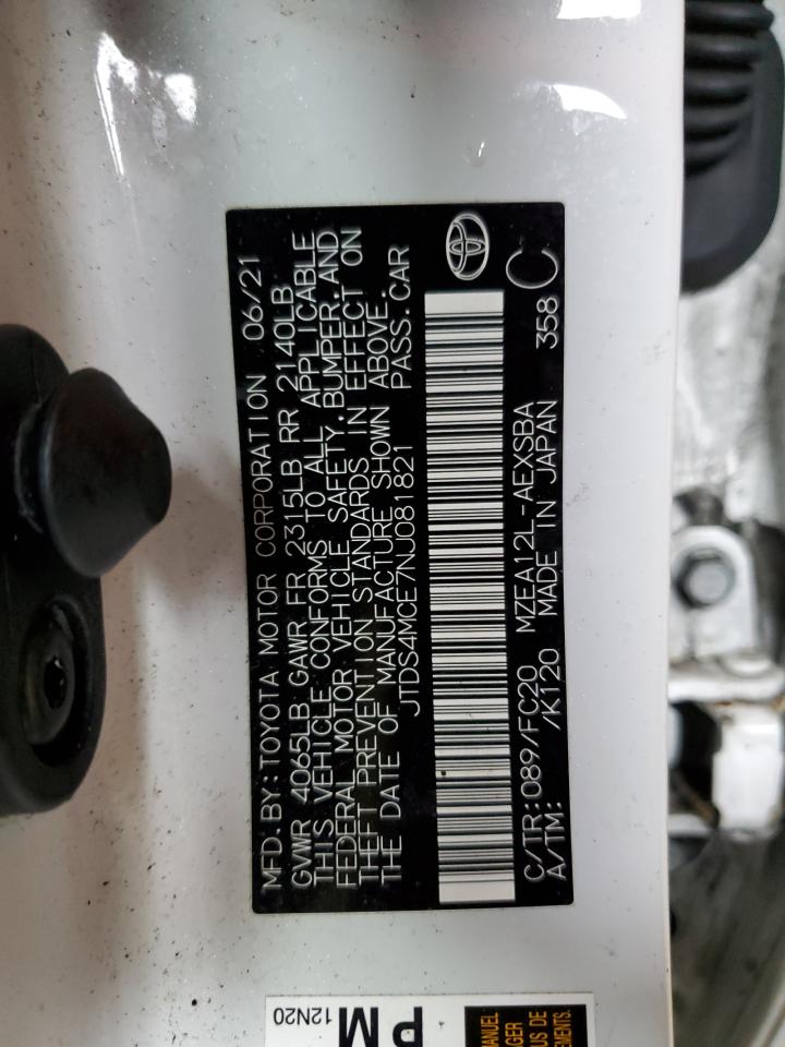 2022 TOYOTA COROLLA SE VIN:JTDS4MCE7NJ081821