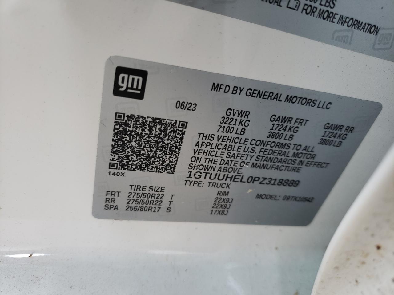 2023 GMC SIERRA K1500 DENALI ULTIMATE VIN:1GTUUHEL0PZ318889
