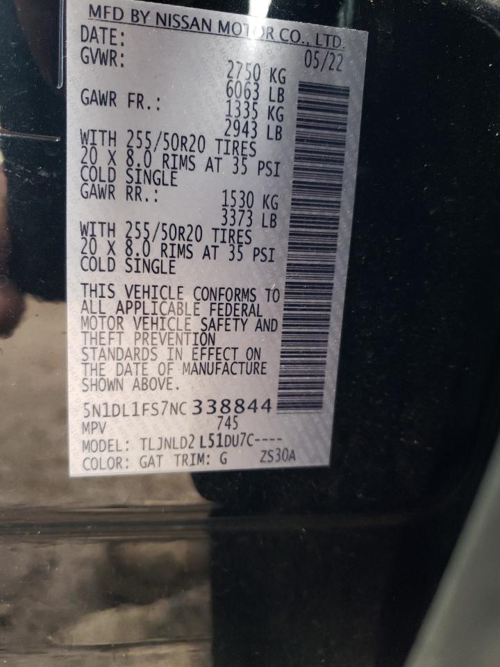 2022 INFINITI QX60 LUXE VIN:5N1DL1FS7NC338844