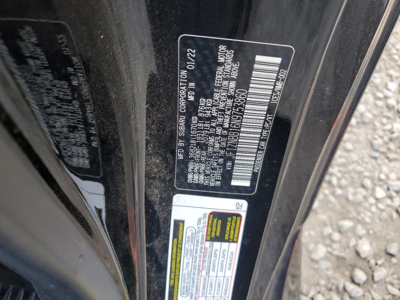 2022 TOYOTA GR 86  VIN:JF1ZNBB16N9753860