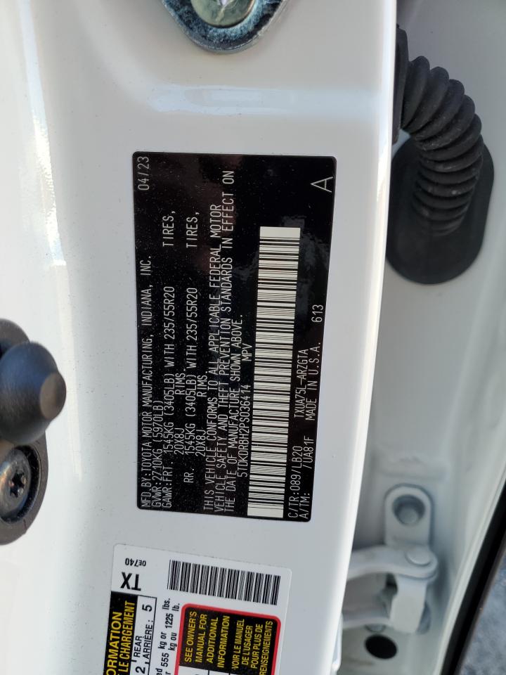 2023 TOYOTA HIGHLANDER L VIN:5TDKDRBH2PS036414