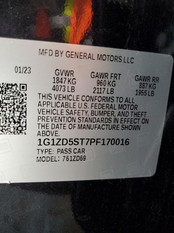 2023 CHEVROLET MALIBU LT VIN:1G1ZD5ST7PF170016