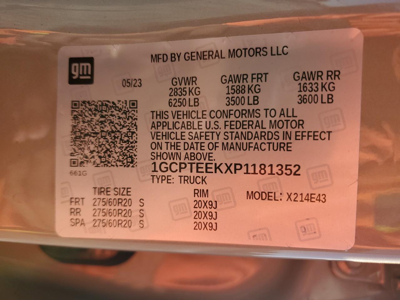 2023 CHEVROLET COLORADO TRAIL BOSS VIN:1GCPTEEKXP1181352