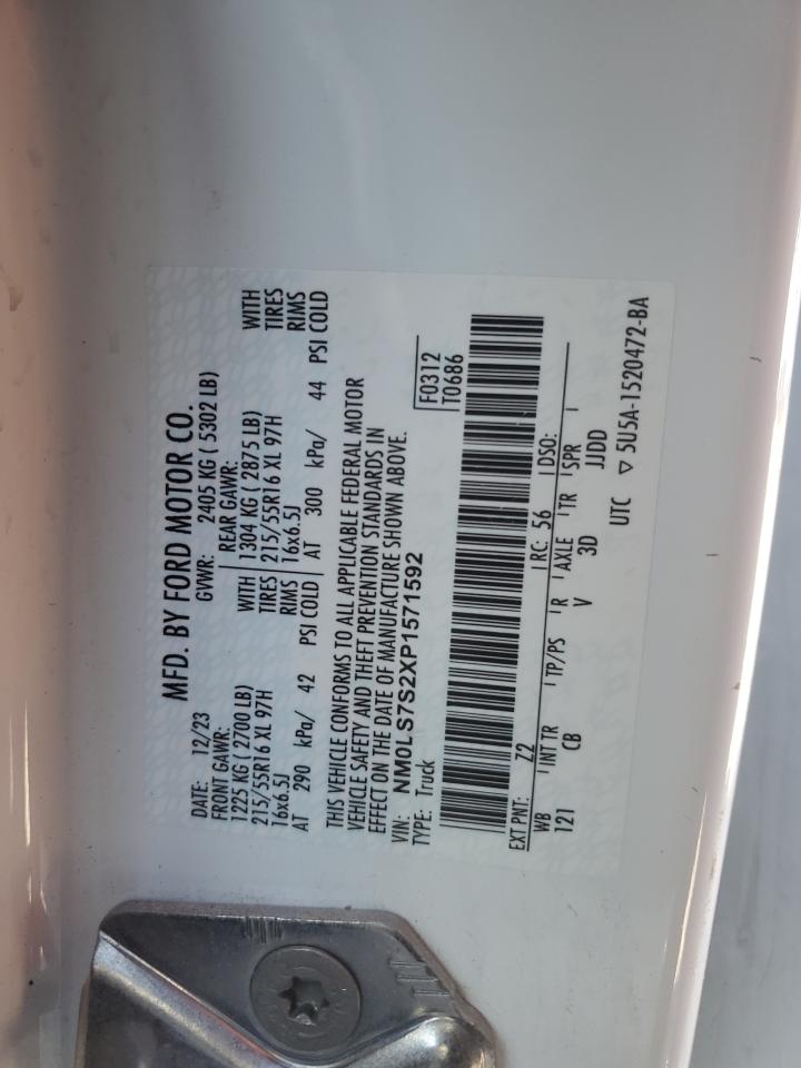 2023 FORD TRANSIT CONNECT XL VIN:NM0LS7S2XP1571592