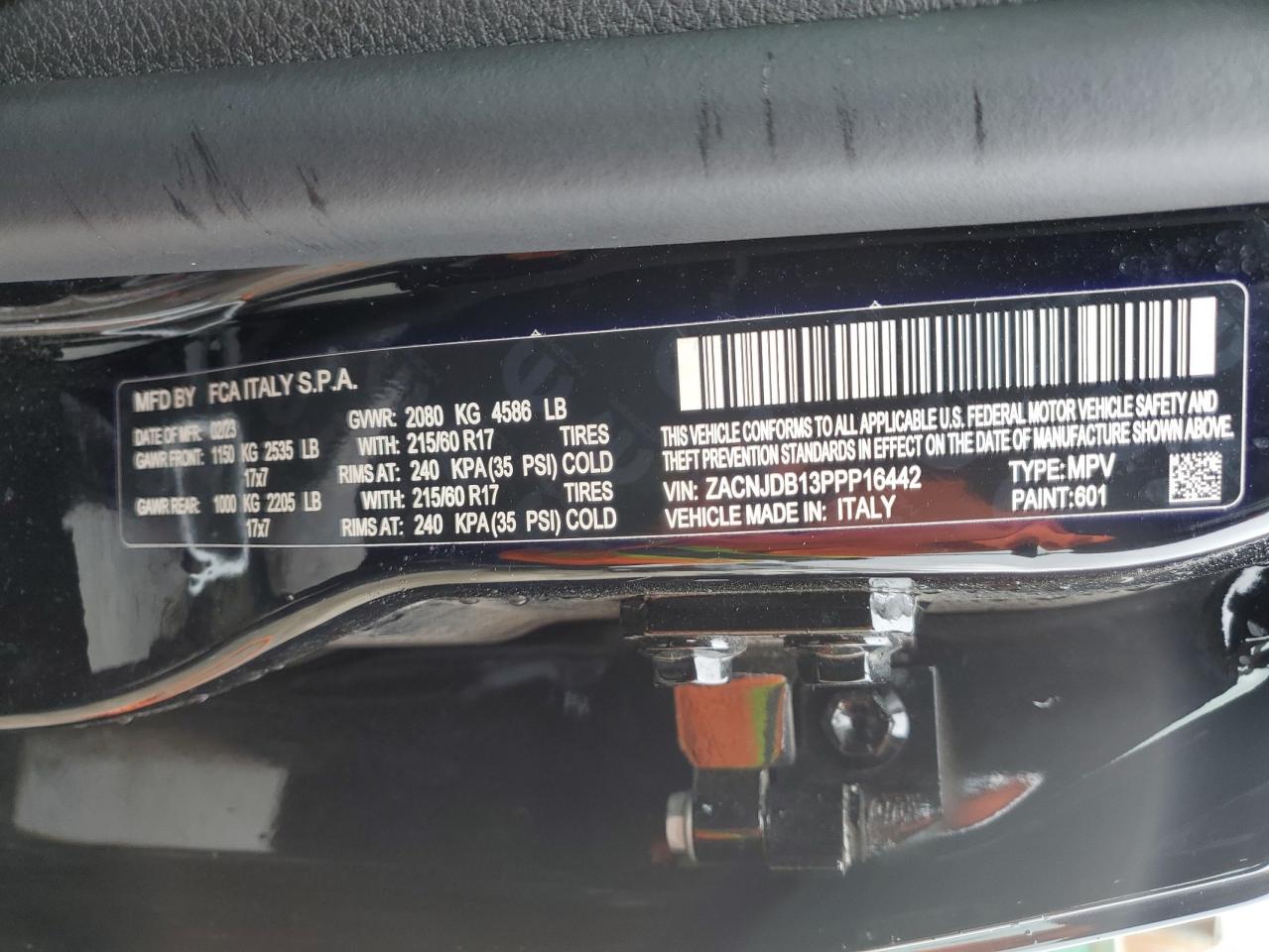 2023 JEEP RENEGADE LATITUDE VIN:ZACNJDB13PPP16442