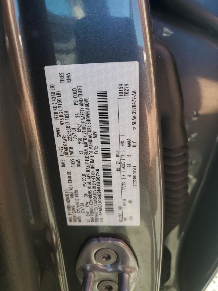2022 FORD ESCAPE SE VIN:1FMCU0G69NUB86788