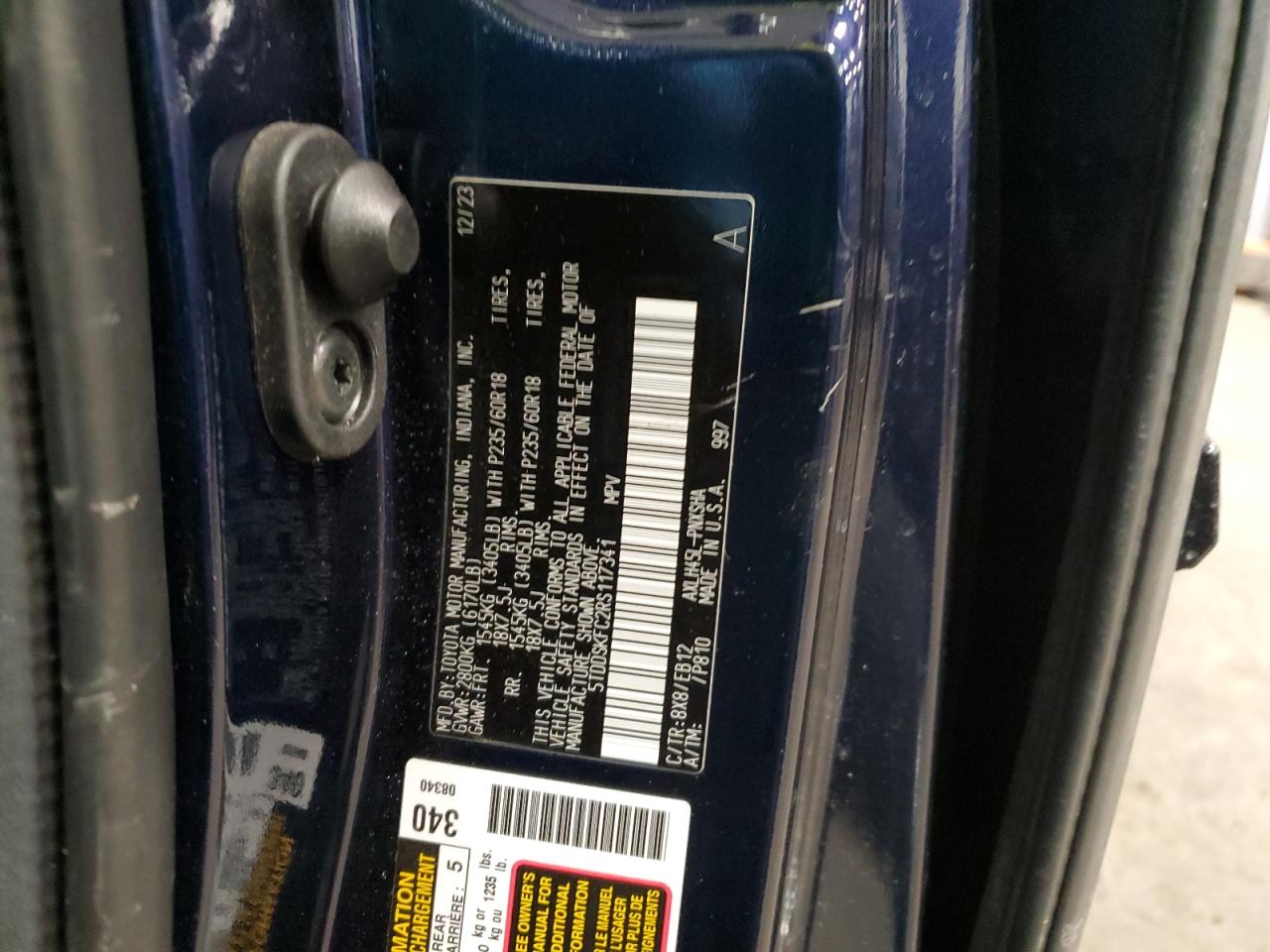 2024 TOYOTA SIENNA XSE VIN:5TDDSKFC2RS117341