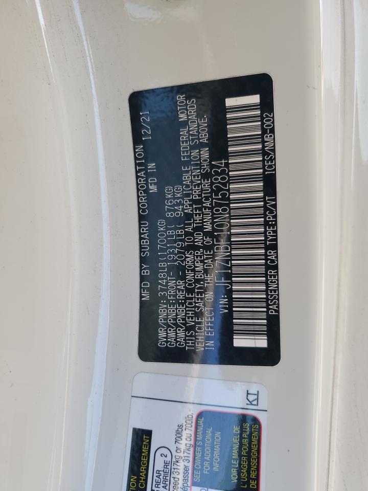 2022 TOYOTA GR 86 PREMIUM VIN:JF1ZNBF10N8752834