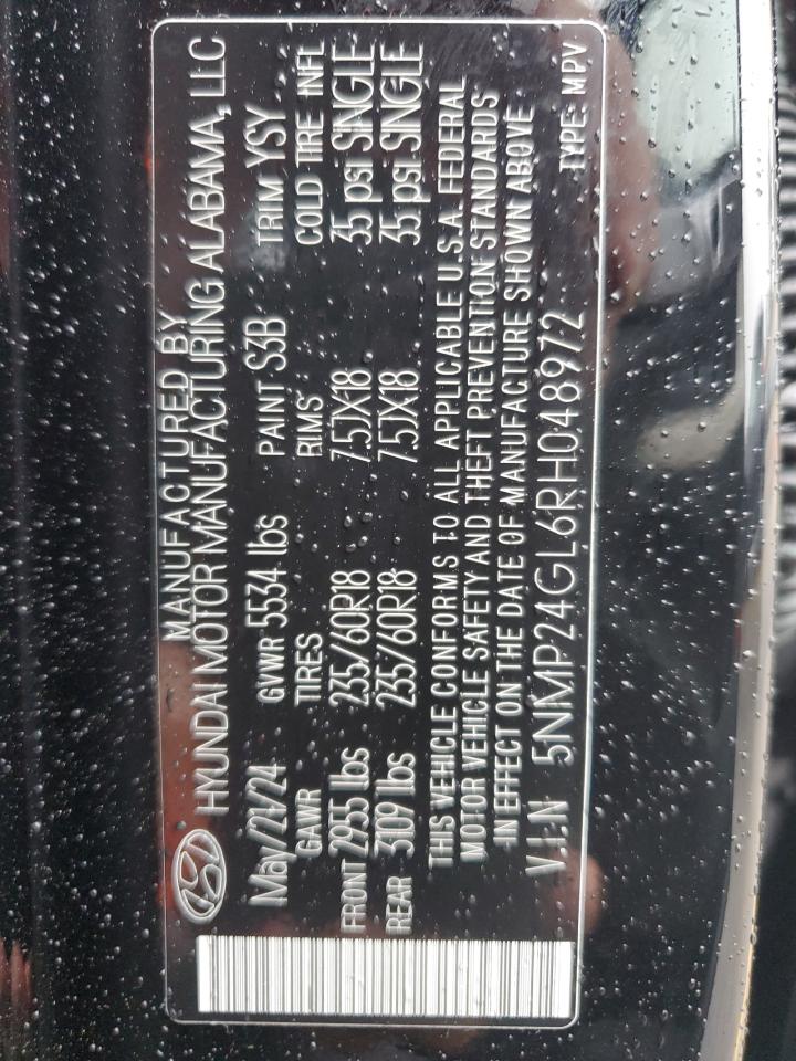 2024 HYUNDAI SANTA FE SEL VIN:5NMP24GL6RH048972