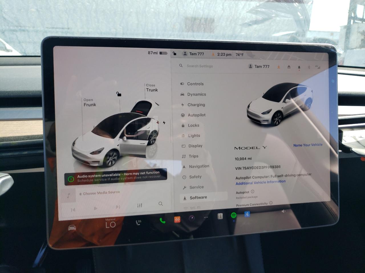 2023 TESLA MODEL Y  VIN:7SAYGDED3PF969386