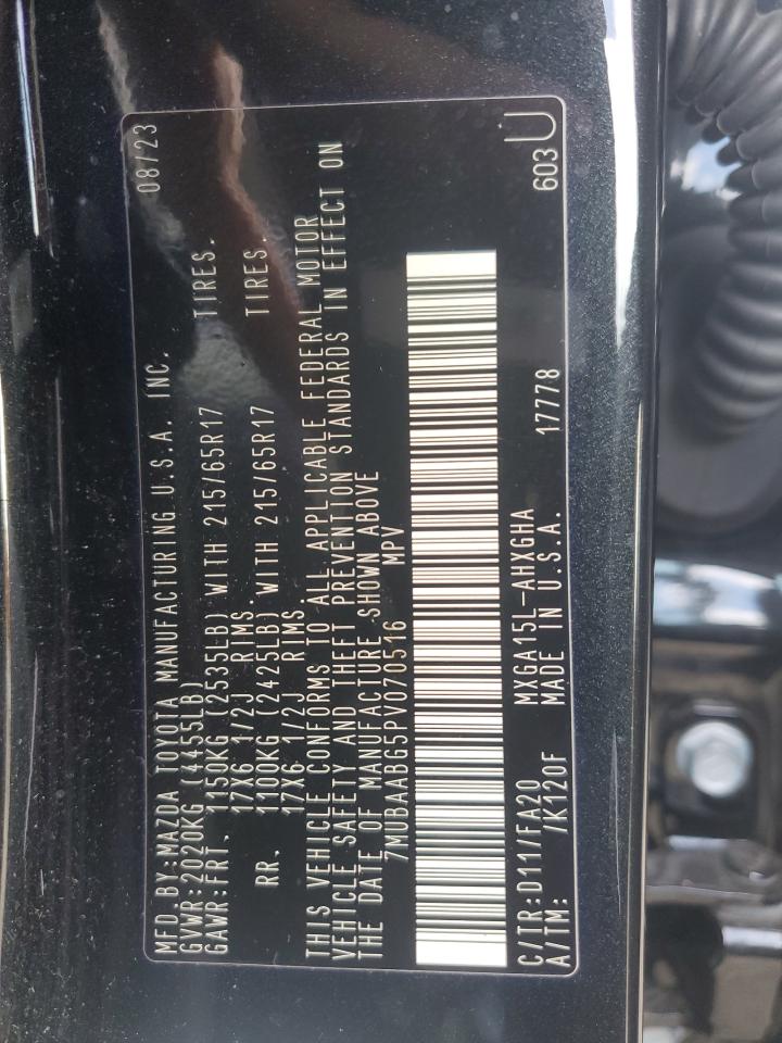 2023 TOYOTA COROLLA CROSS LE VIN:7MUBAABG5PV070516