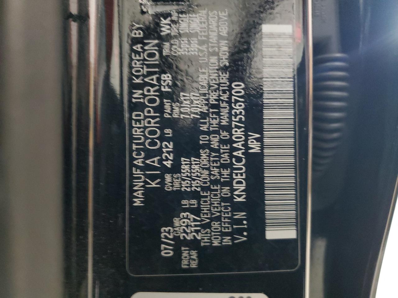 2024 KIA SELTOS S VIN:KNDEUCAA0R7536700