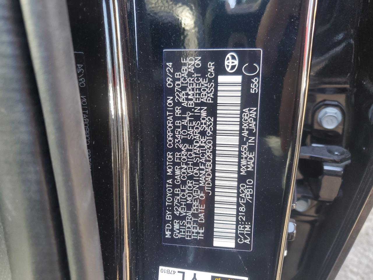 2024 TOYOTA PRIUS LE VIN:JTDADABU2R3019532